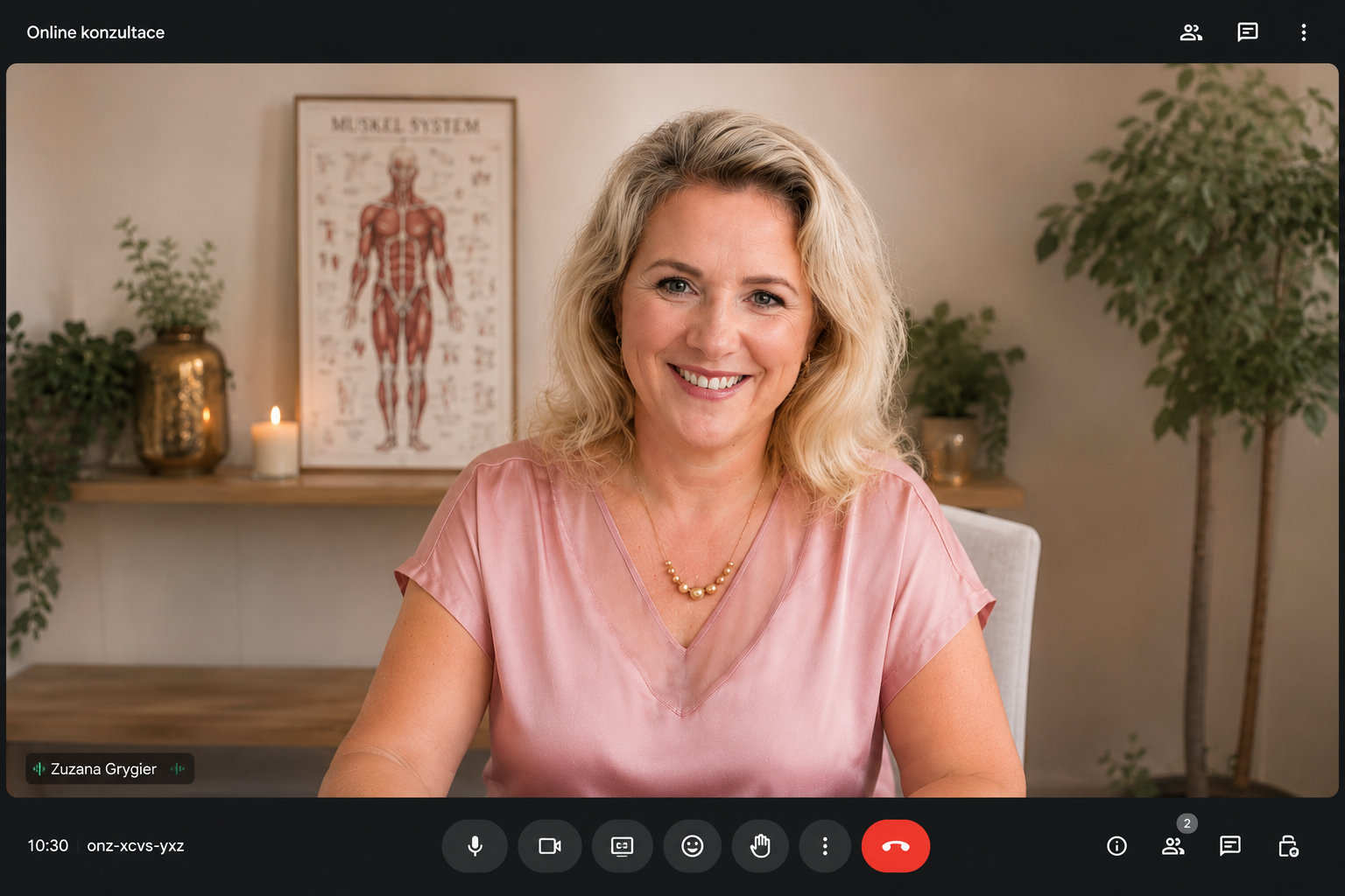 Zuzana Grygier během online konzultace přes videohovor